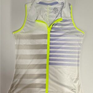 Slazenger Women's golf Top - White, Gray, and Neon Yellow